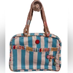 SOHO BLUE & WHITE STRIPE PATTERN TRAVEL TOTE BAG W/ROPE HANDLES 🤍⛵️💙